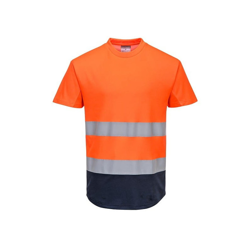 T-shirt ostrzegawczy dwukolorowy siatkowy C395